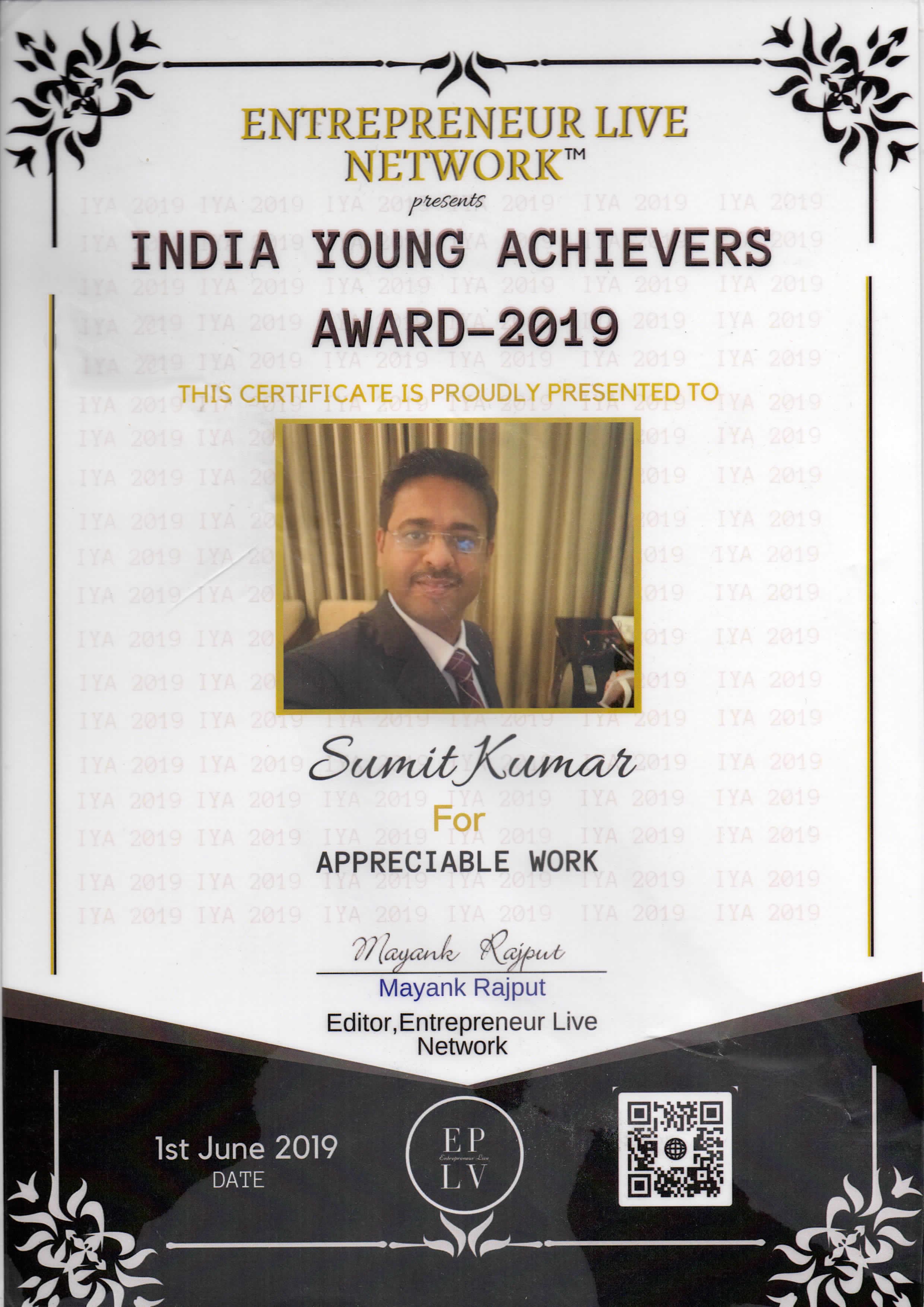 India Young Achievers Award